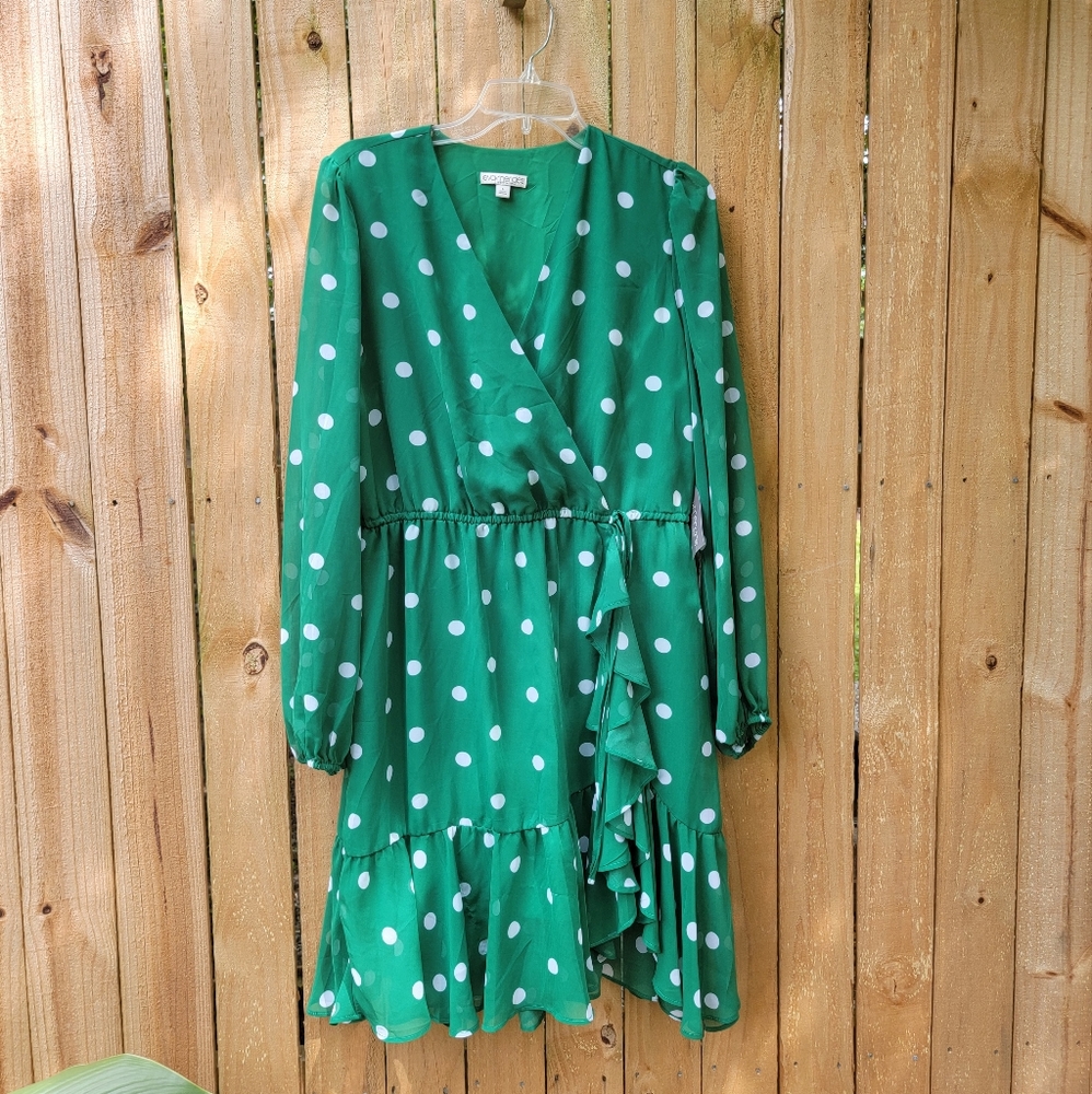 Eva Mendes for New York & Company Green Polka Dot Dress